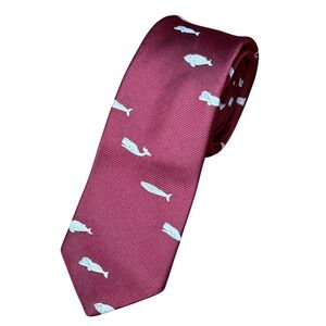 Burgundy Whale Sperm Humpback Nautical Mens Tie The Country Store of Concord Vtg